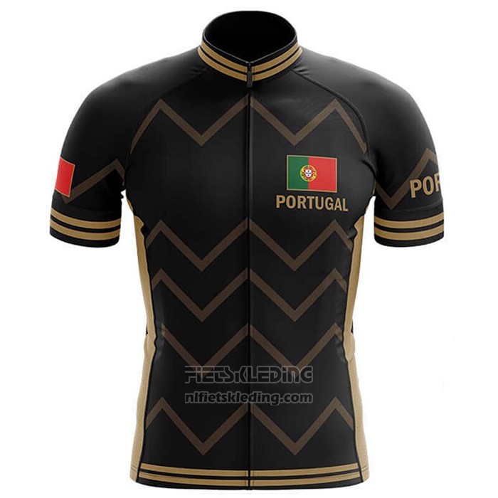 2020 Fietskleding Kampioen Portugal Zwart Geel Korte Mouwen en Koersbroek